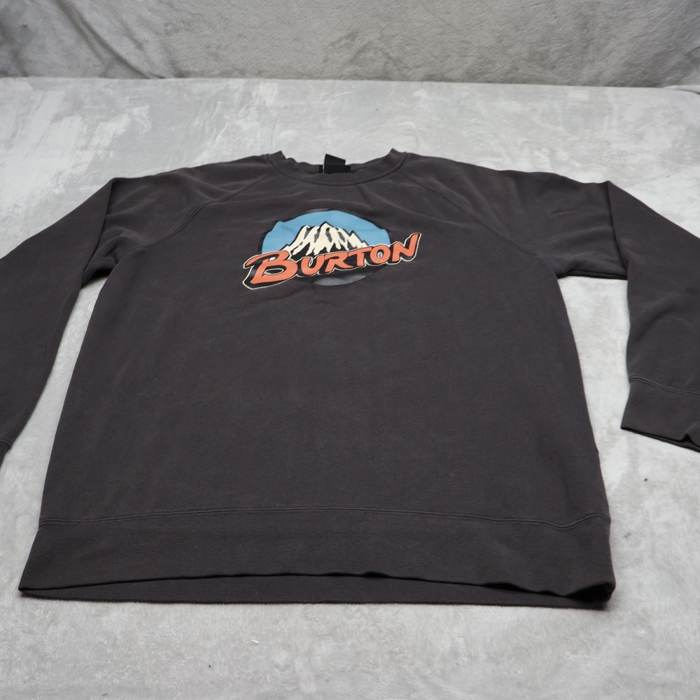 Burton Sweatshirt Mens Large Black Retro Mountain Crew Graphic Pullover READ